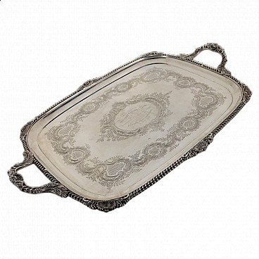 Rectangular silver tray with rounded corners, 1910s