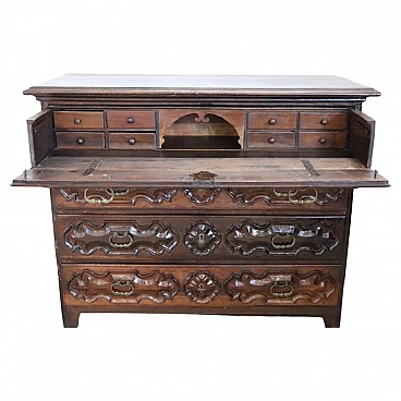 Louis XIV solid walnut dresser with flap, 17th century