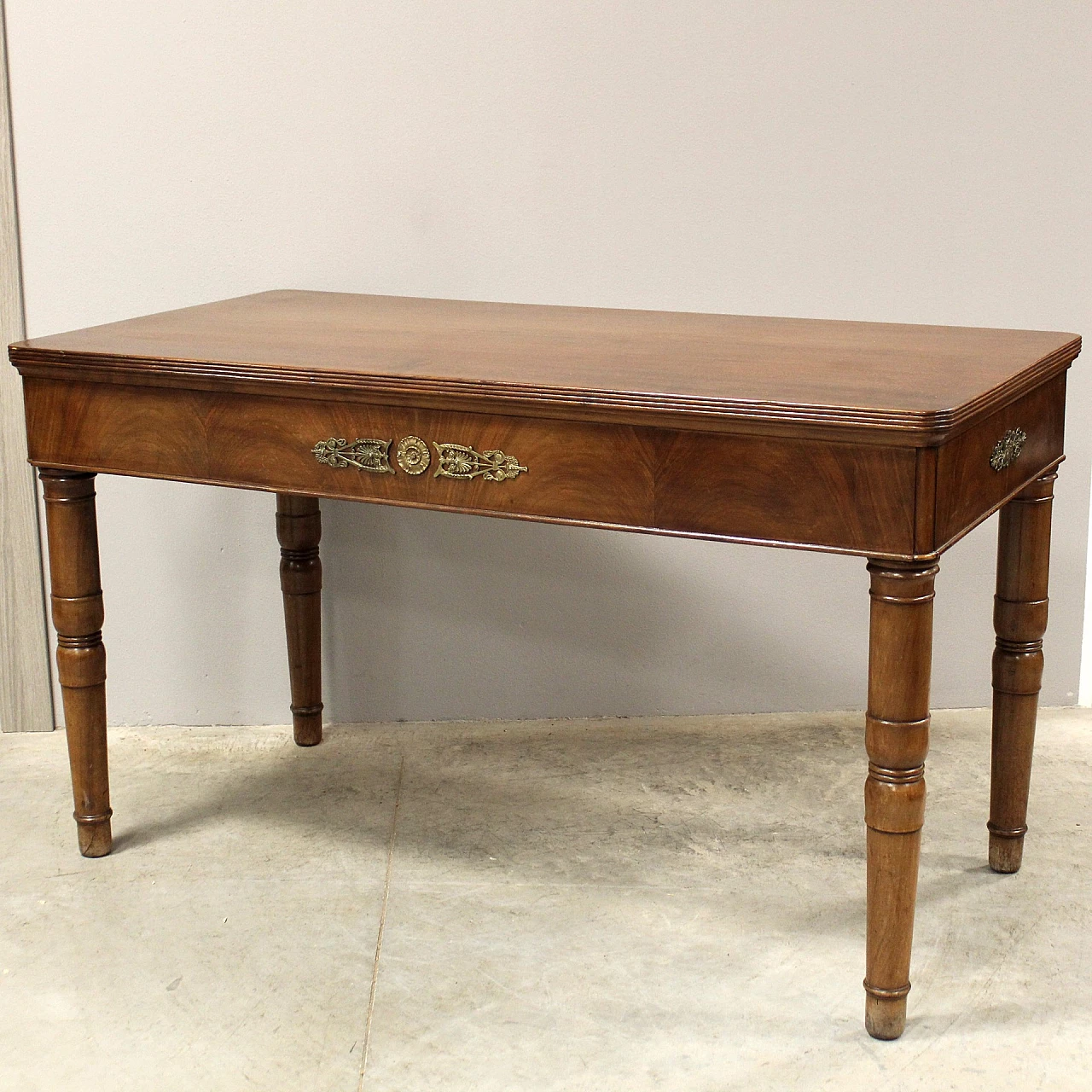 Charles X solid walnut desk with drawers, first half of the 19th century 3
