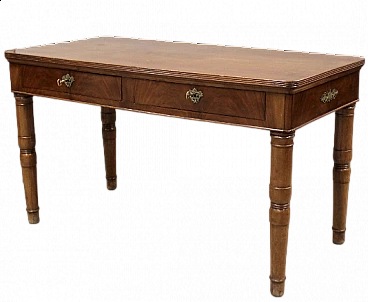 Charles X solid walnut desk with drawers, first half of the 19th century