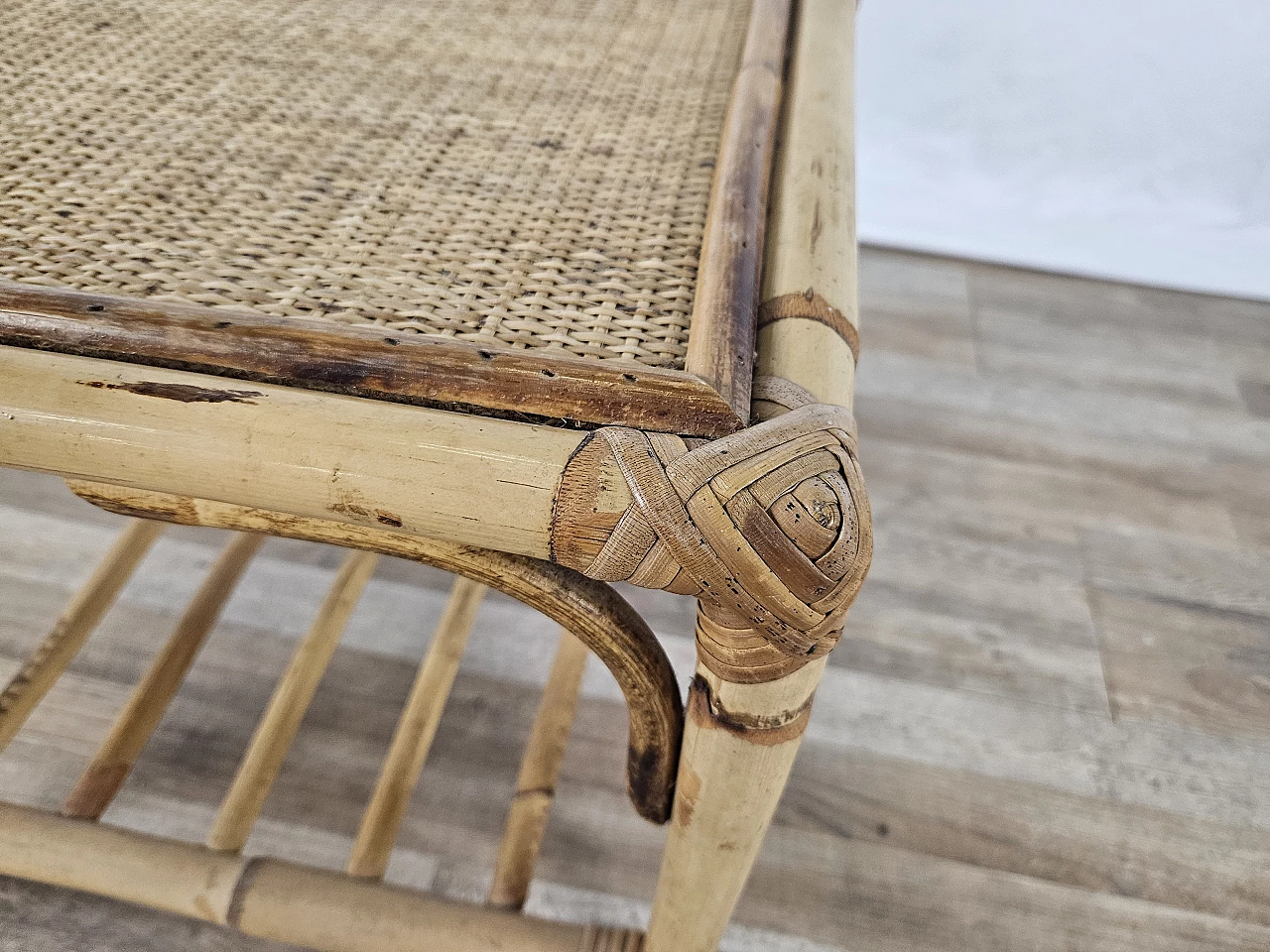 Wicker coffee table with double shelf, 1970s 8