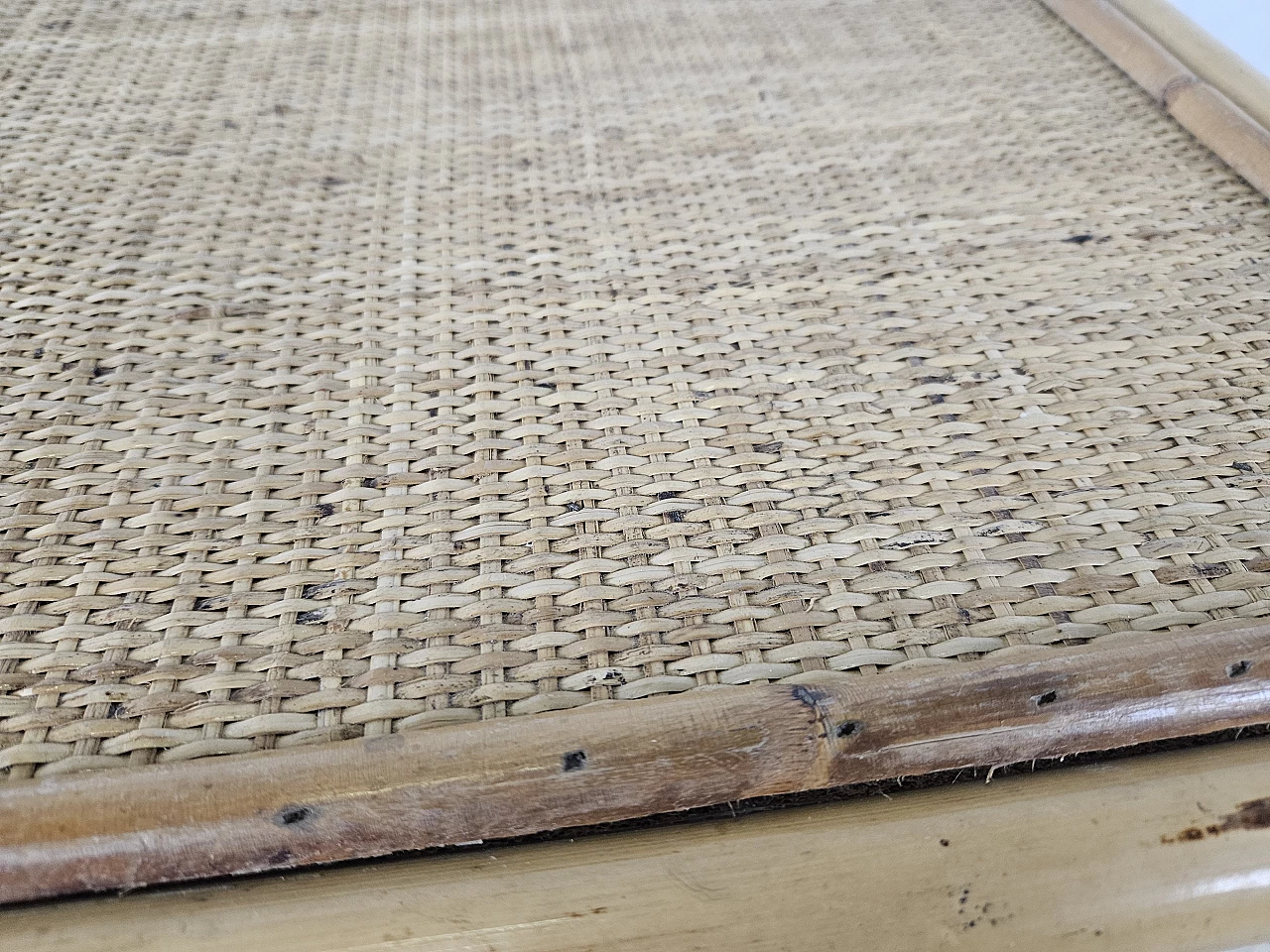 Wicker coffee table with double shelf, 1970s 10