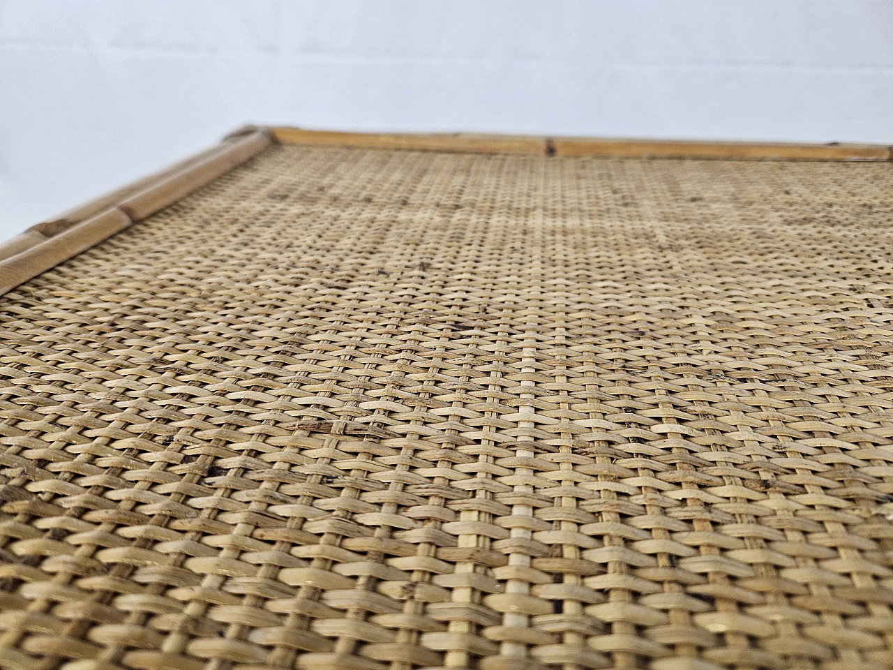 Wicker coffee table with double shelf, 1970s 11