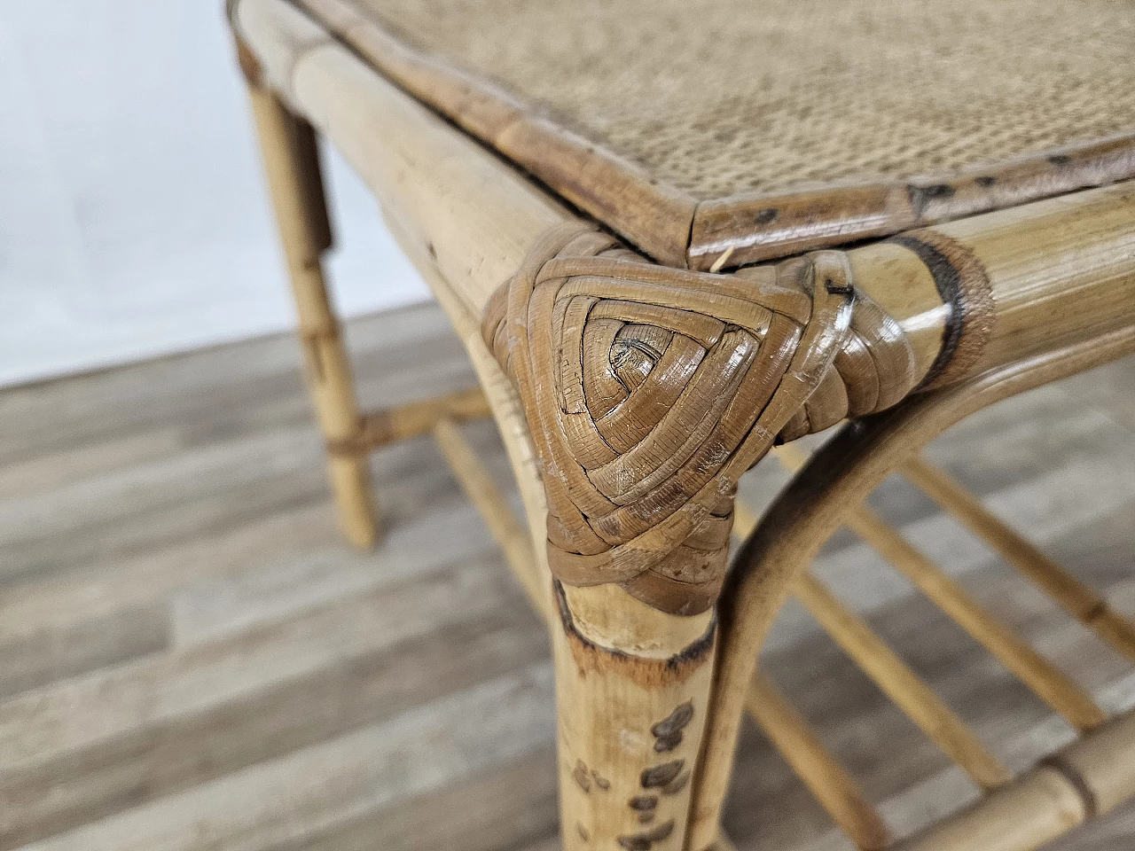 Wicker coffee table with double shelf, 1970s 12