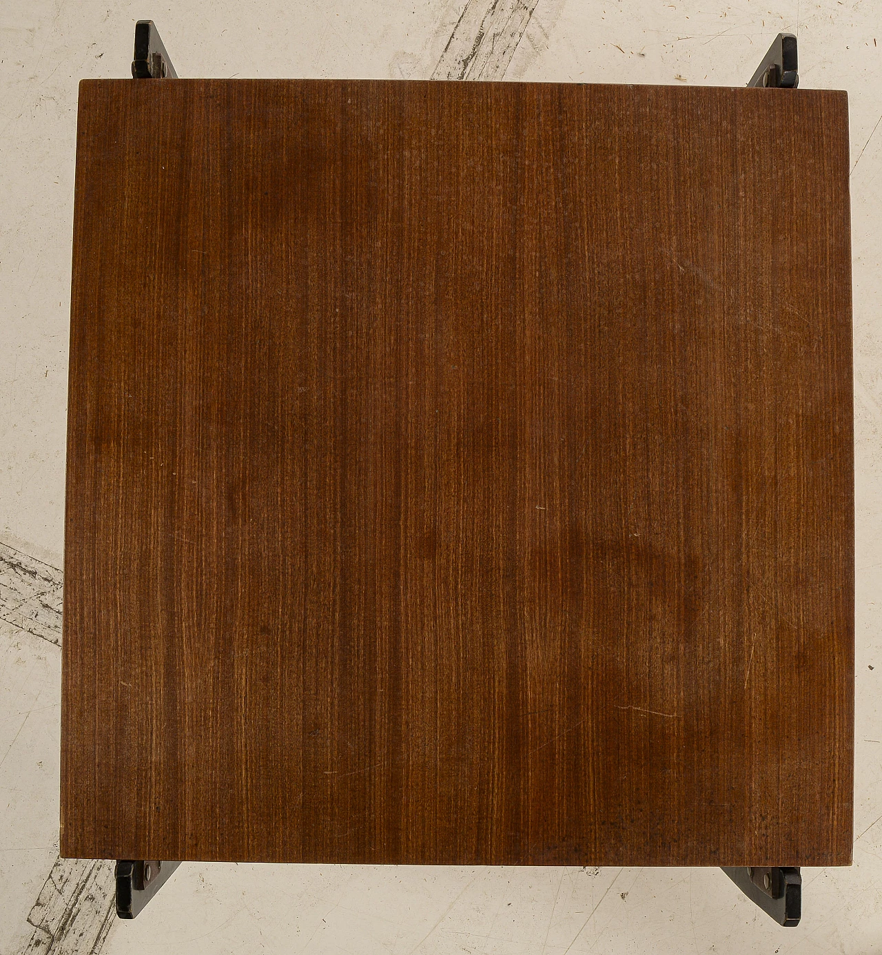 Tavolino in legno impiallacciato noce e metallo, anni '60 8