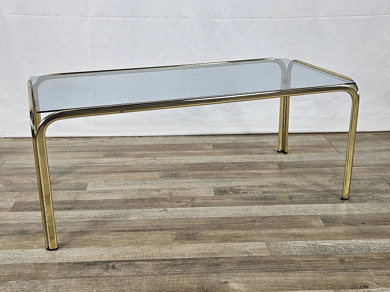 Brass coffee table with glass top, 1970s 1