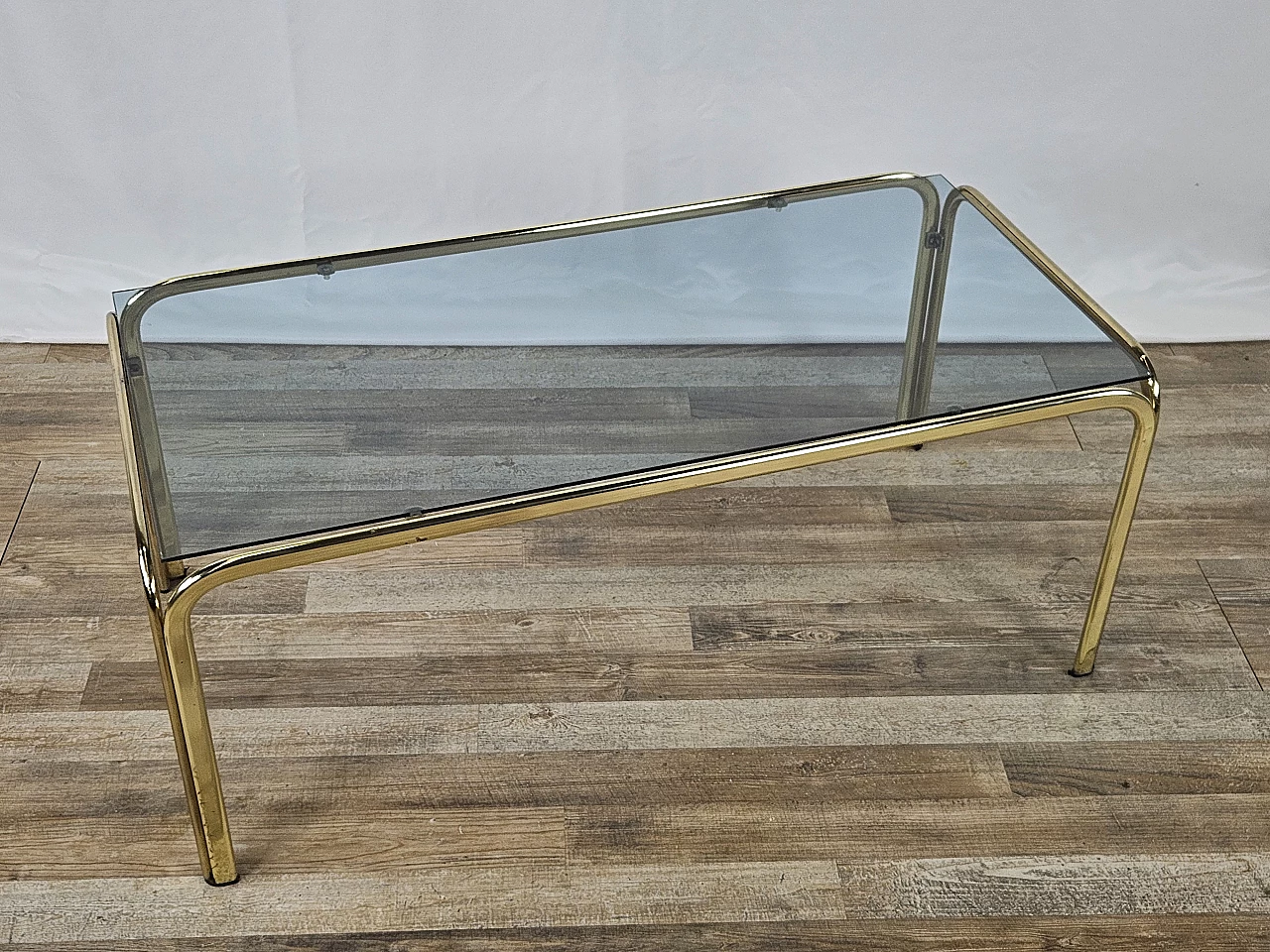Brass coffee table with glass top, 1970s 2