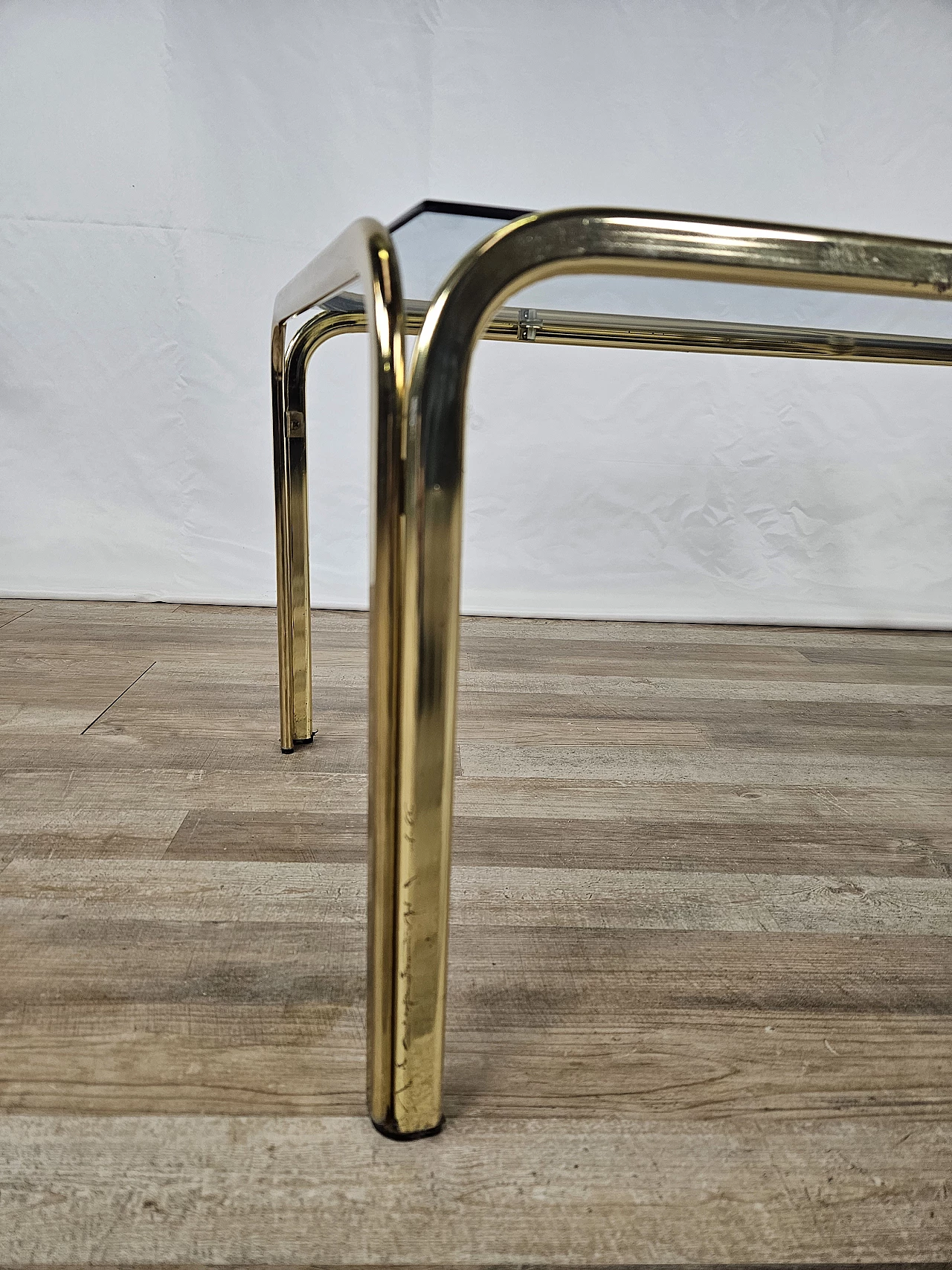 Brass coffee table with glass top, 1970s 5