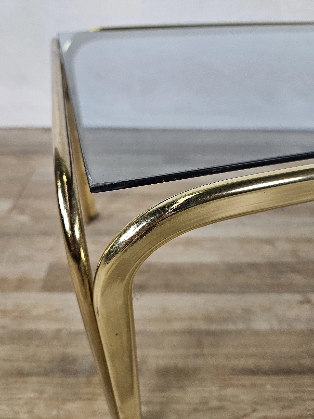 Brass coffee table with glass top, 1970s 6