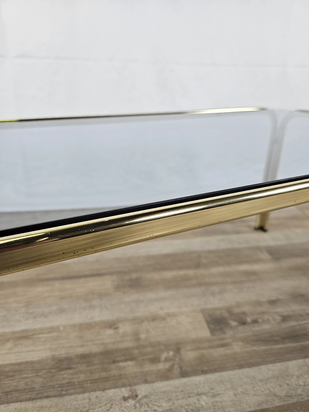 Brass coffee table with glass top, 1970s 7