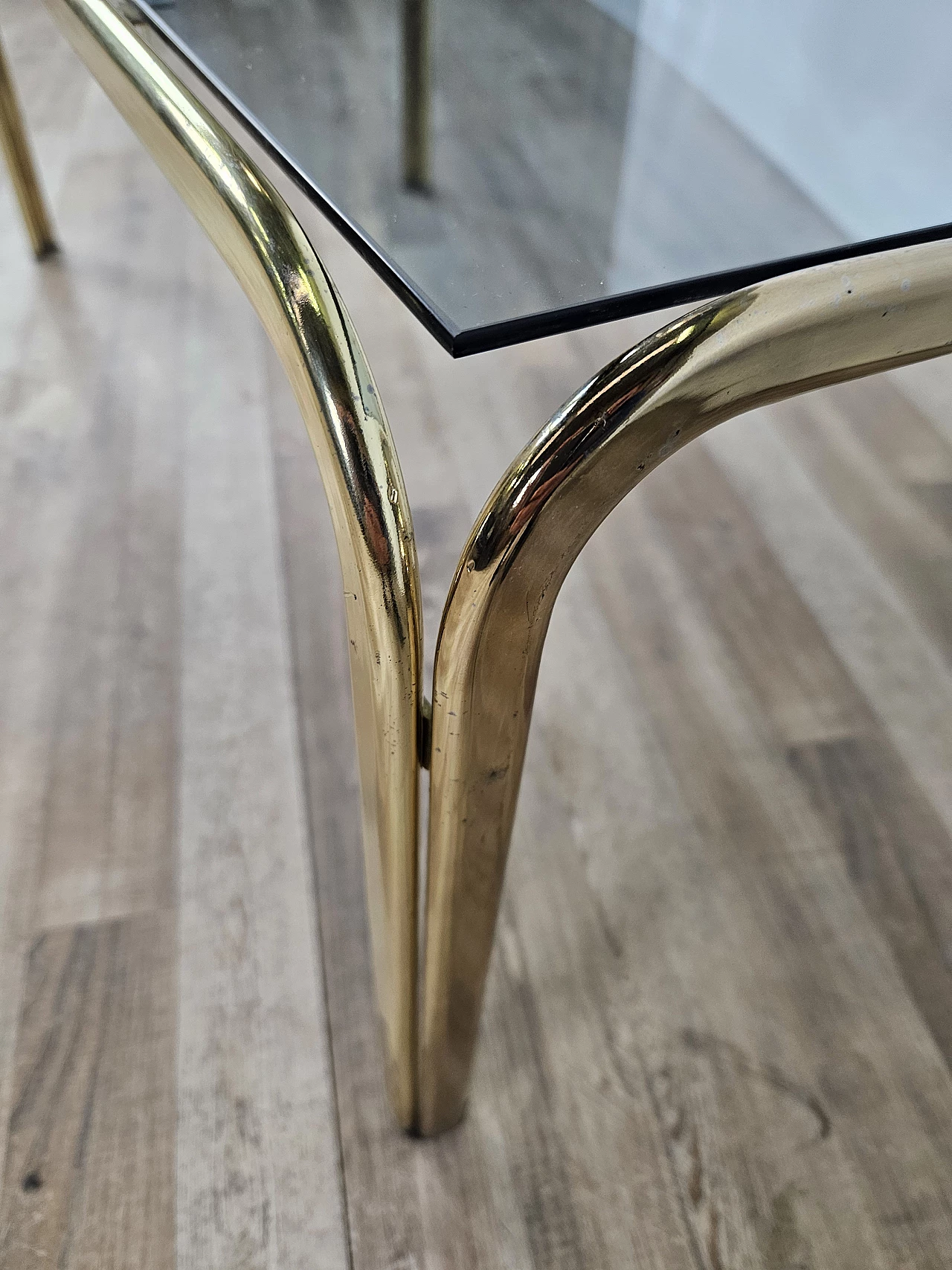 Brass coffee table with glass top, 1970s 9