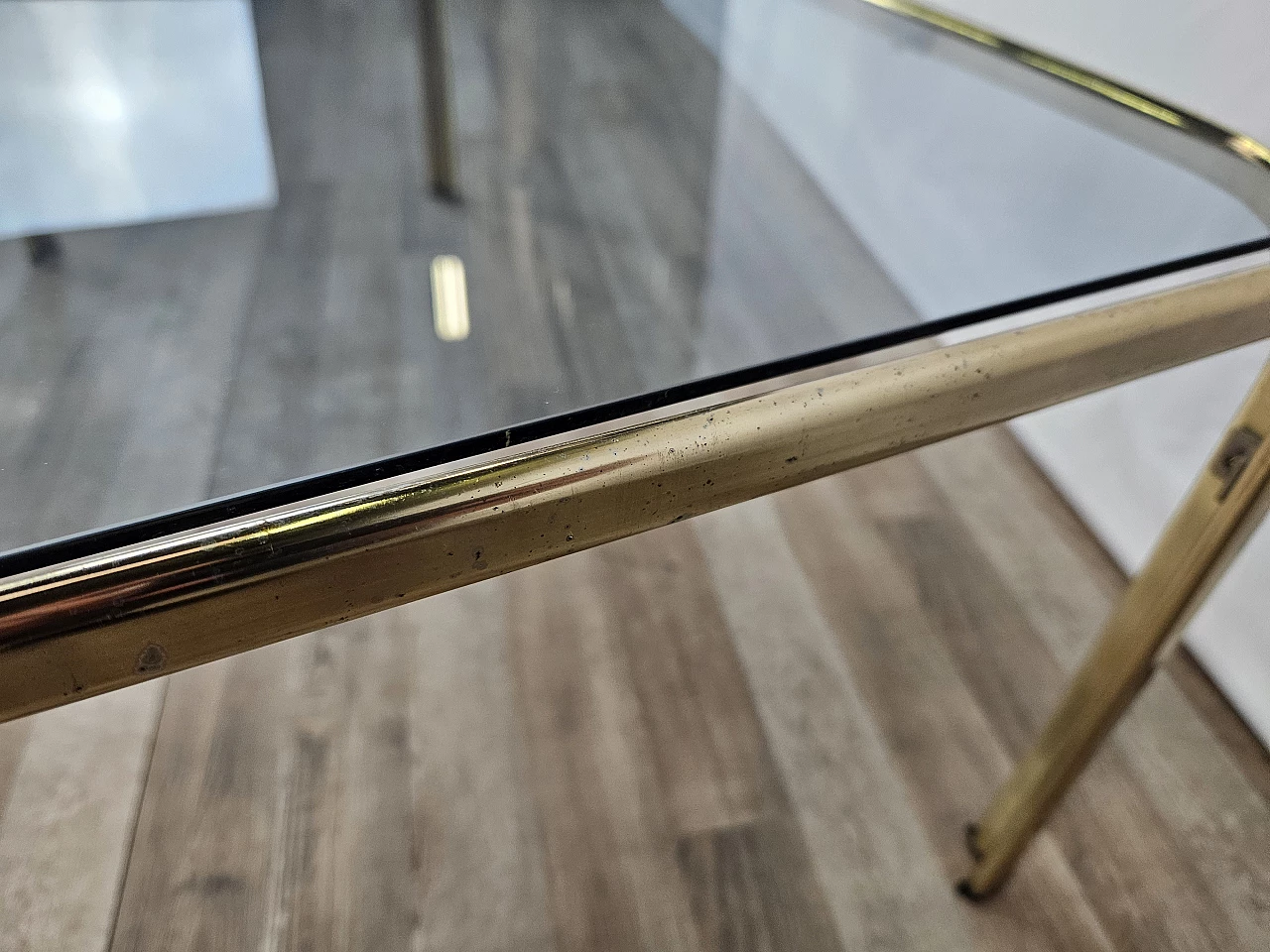 Brass coffee table with glass top, 1970s 10