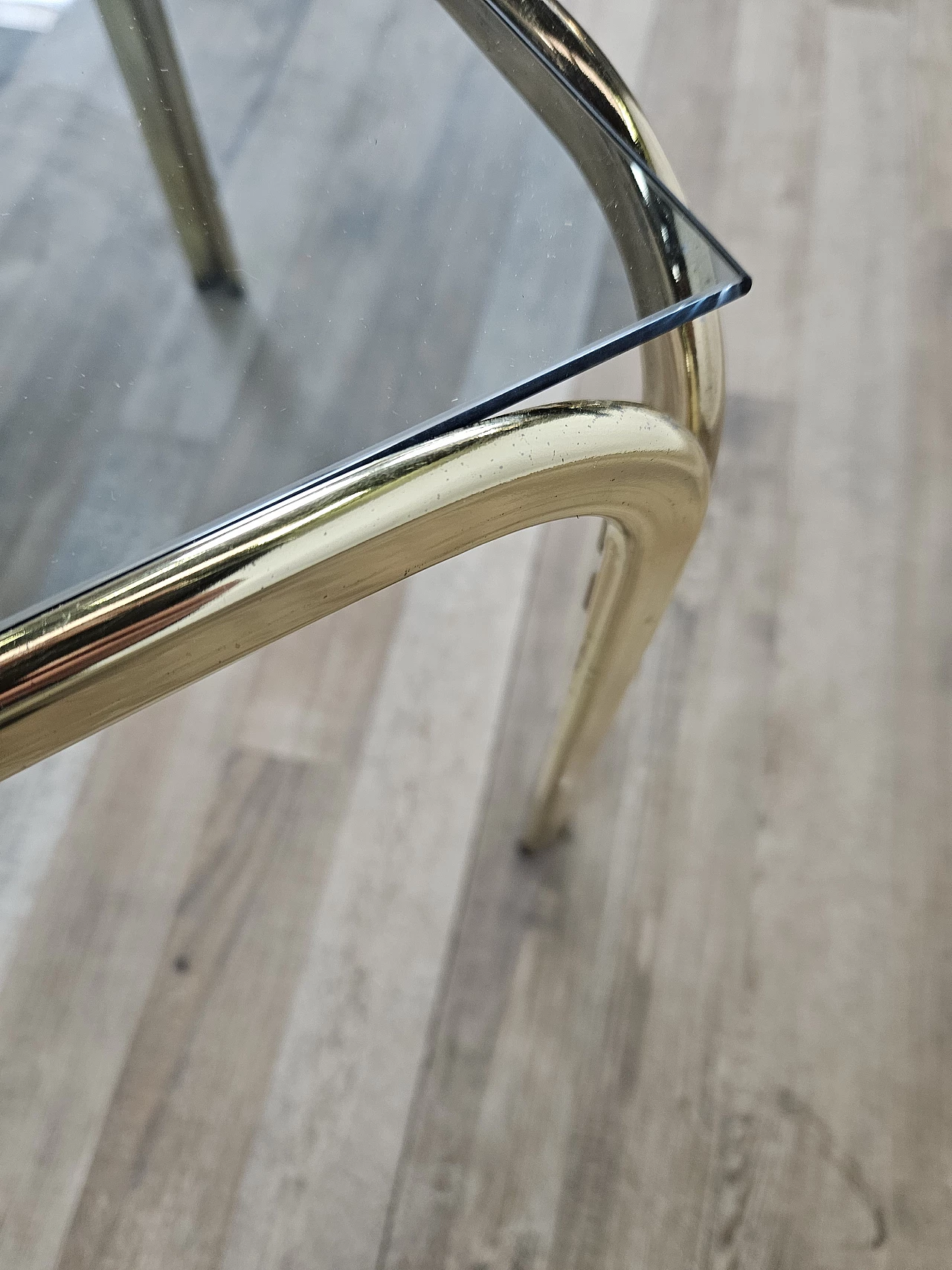 Brass coffee table with glass top, 1970s 13