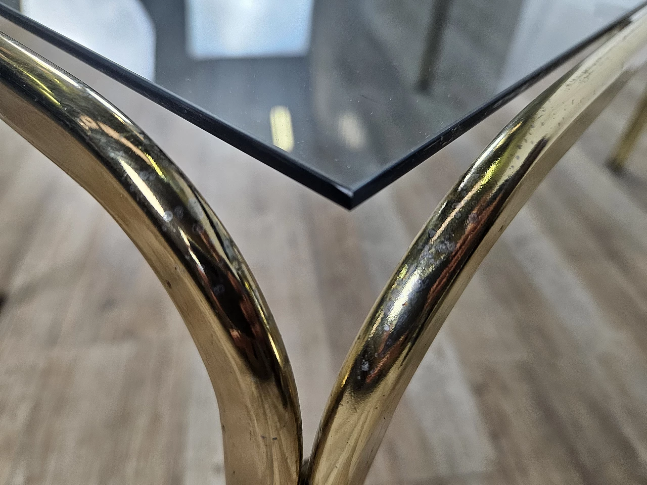 Brass coffee table with glass top, 1970s 15