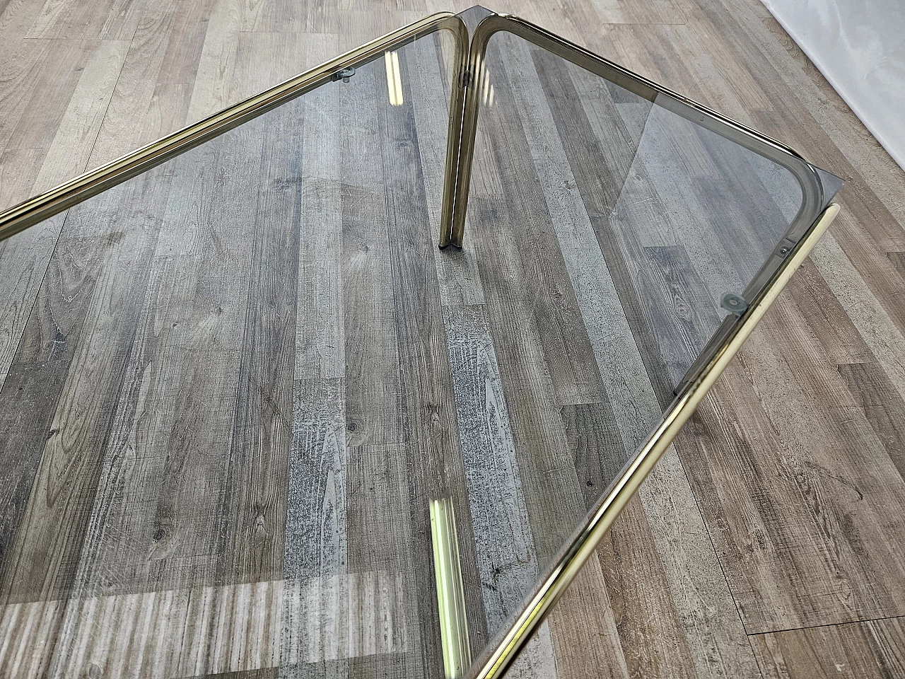 Brass coffee table with glass top, 1970s 17