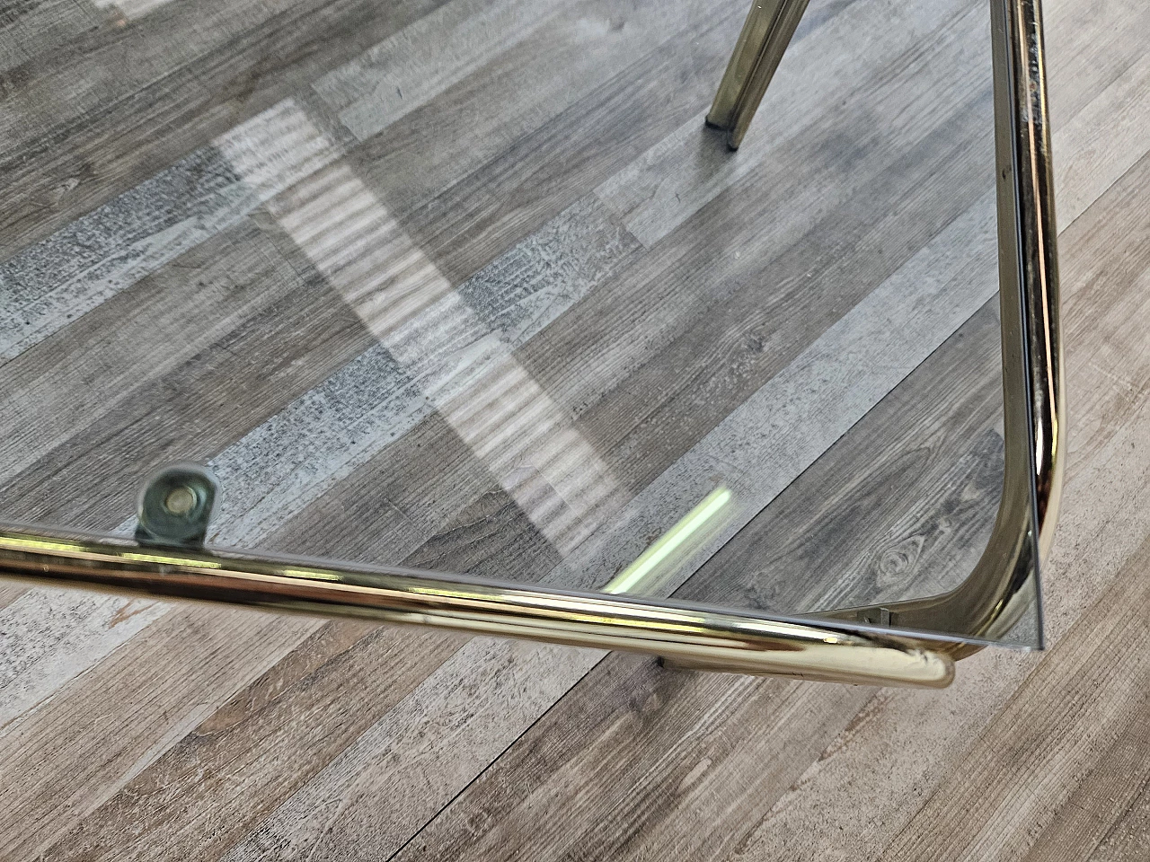 Brass coffee table with glass top, 1970s 18