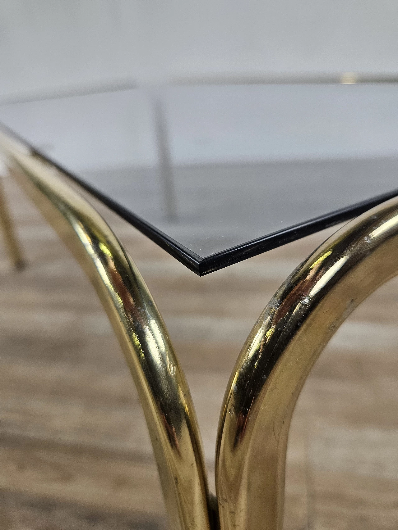 Brass coffee table with glass top, 1970s 20