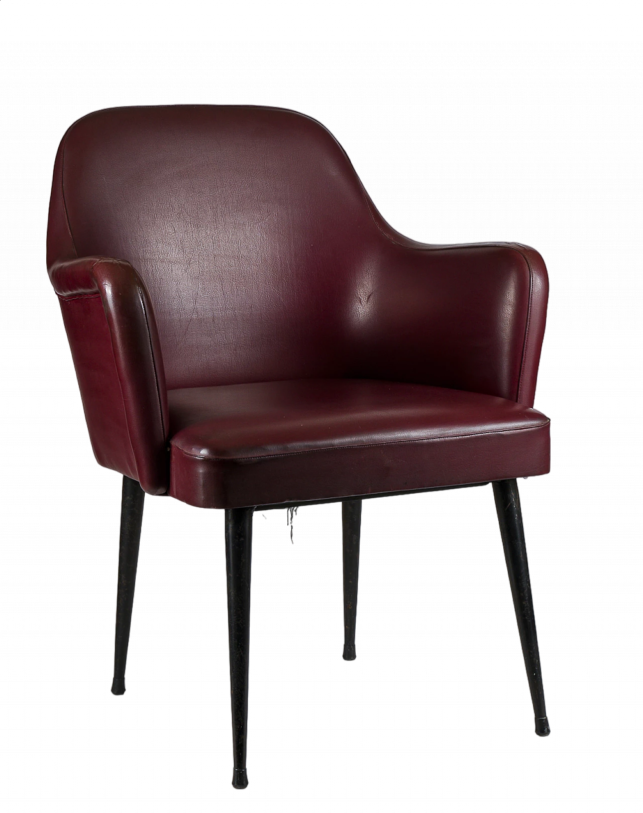 Burgundy leather armchair, 1970s 9