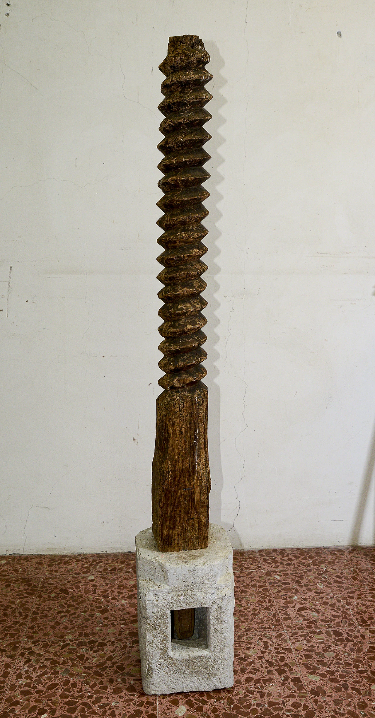 Wood screw on stone base 1