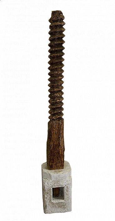 Wood screw on stone base