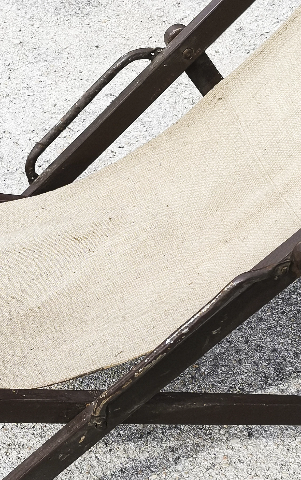 Sedia a sdraio in legno verniciato e tessuto beige, anni '60 6