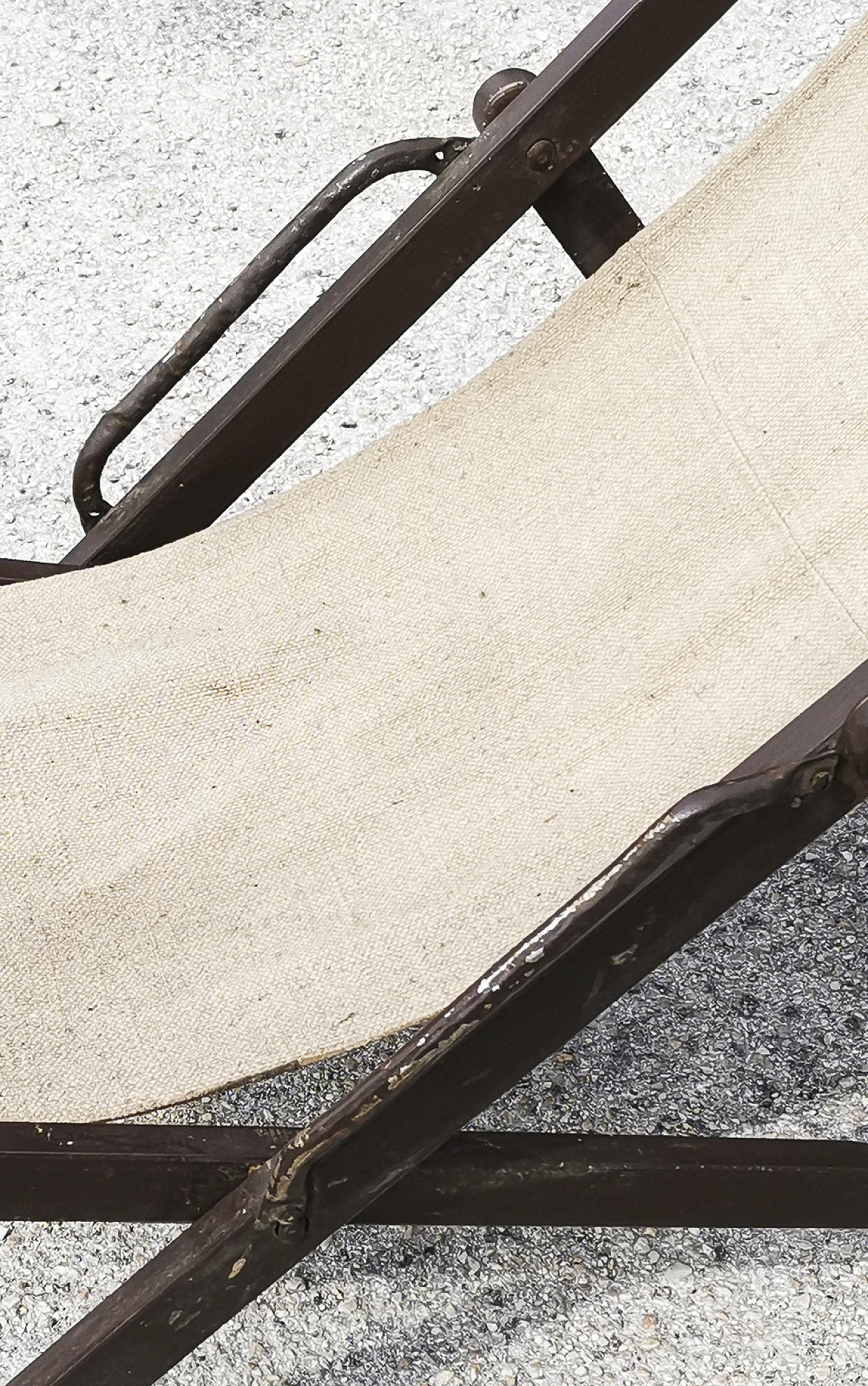 Varnished wood and beige fabric deck-chair, 1960s 6