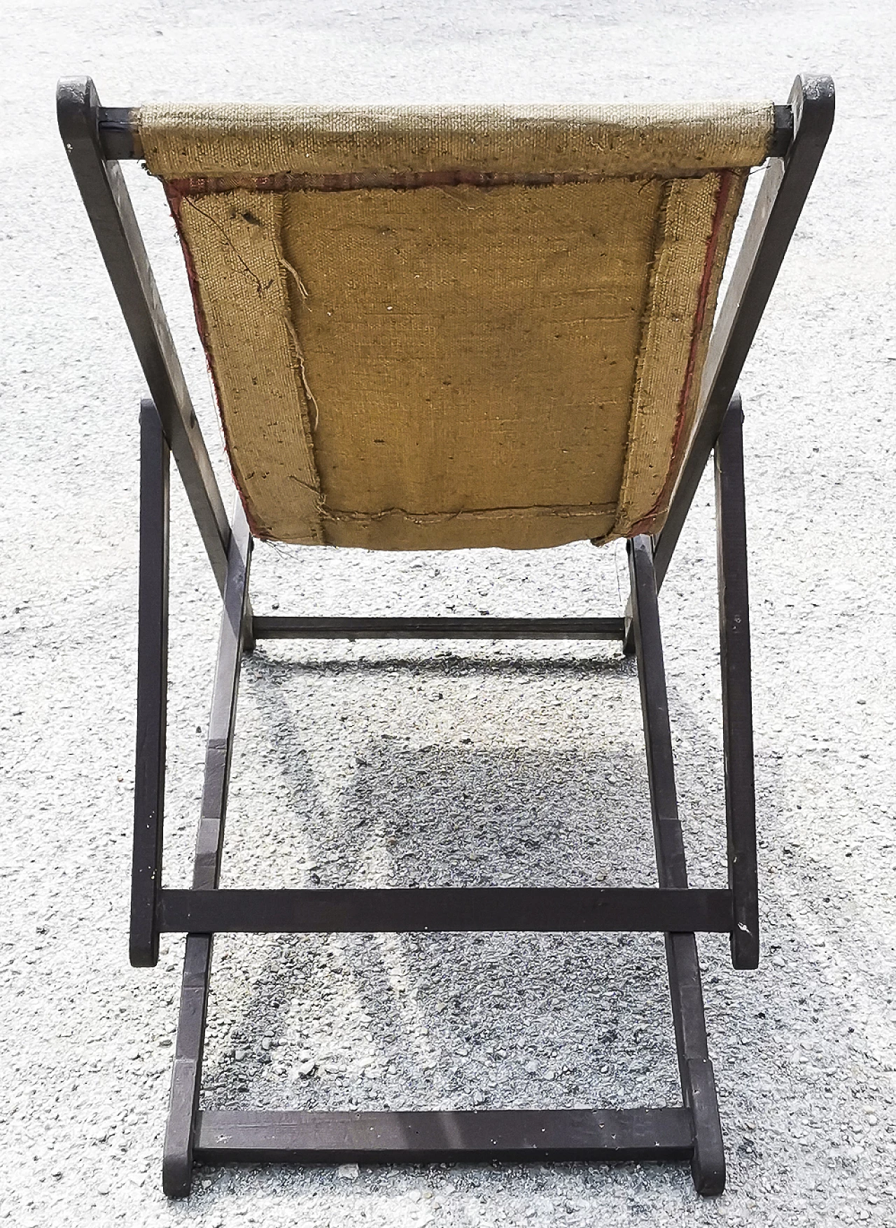 Varnished wood and beige fabric deck-chair, 1960s 7