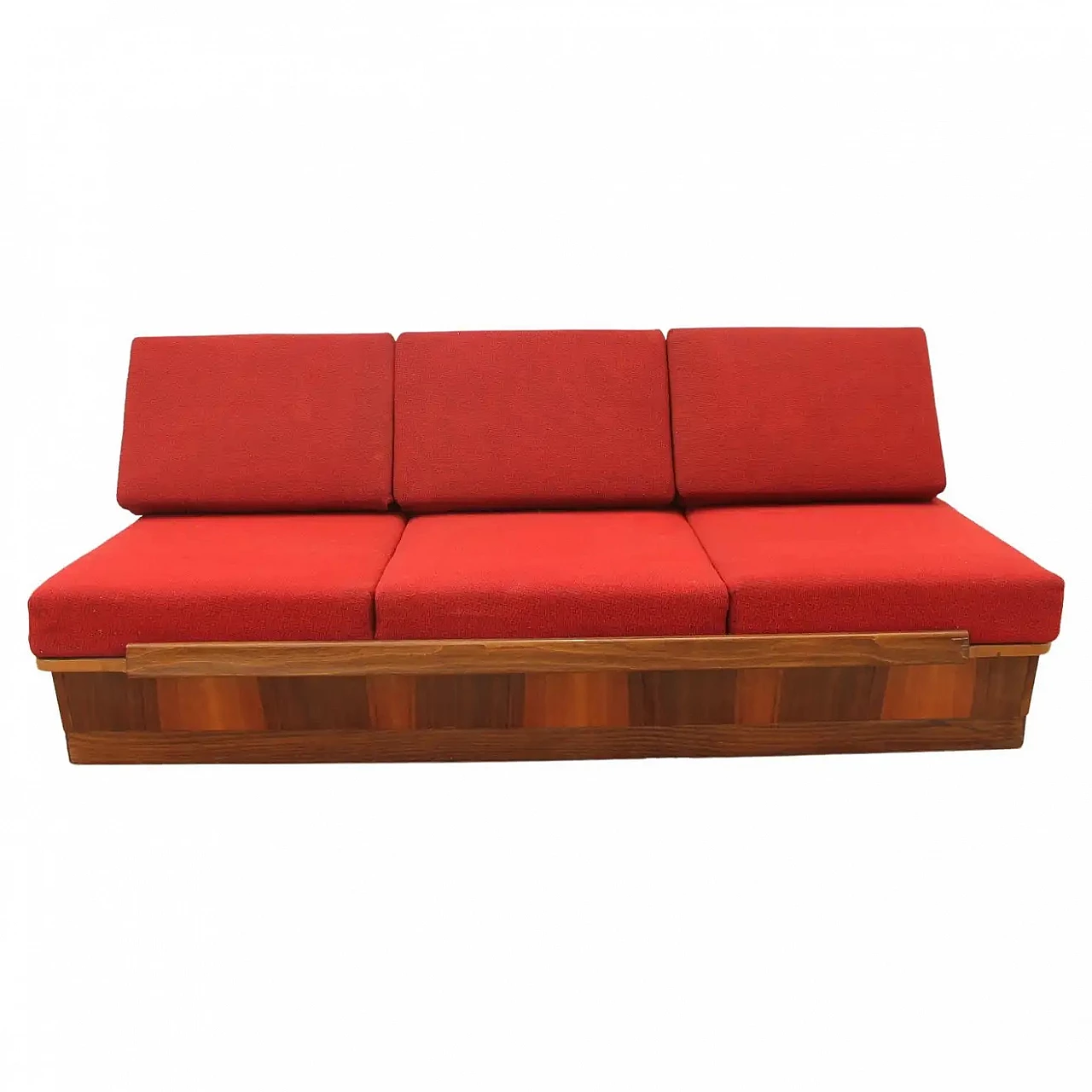 Walnut veneered folding sofa bed by Mier, 1960s 1