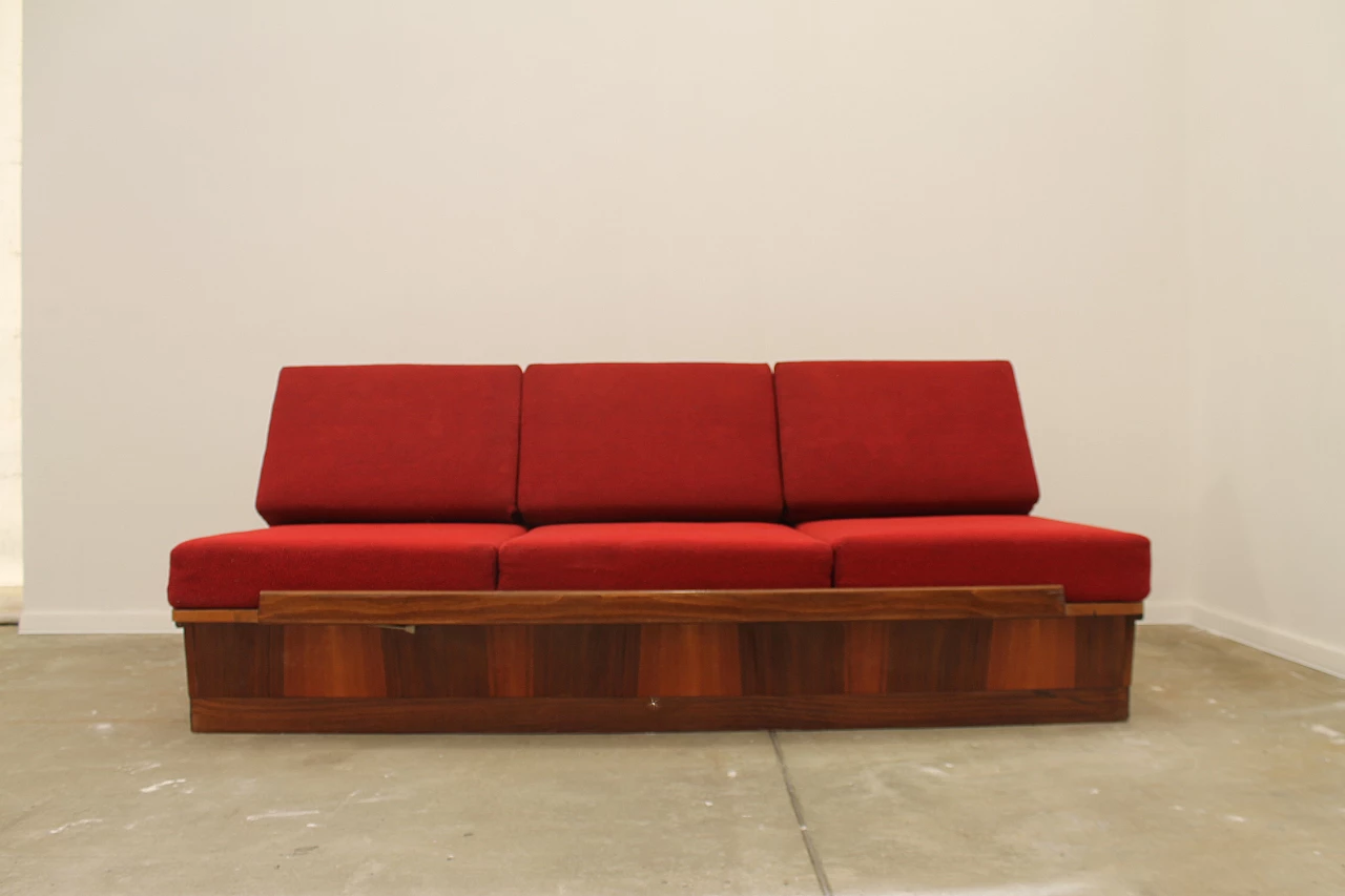 Walnut veneered folding sofa bed by Mier, 1960s 2