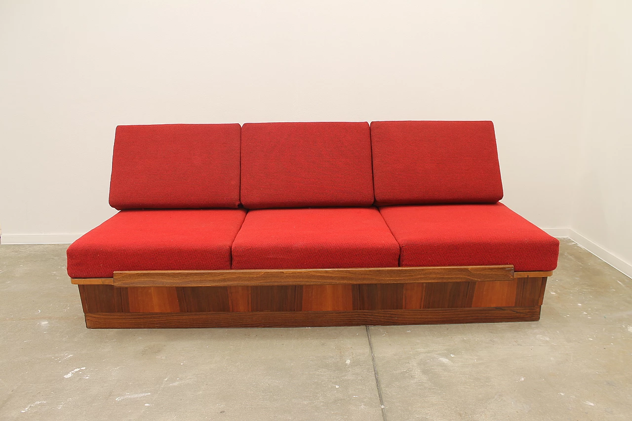 Walnut veneered folding sofa bed by Mier, 1960s 3