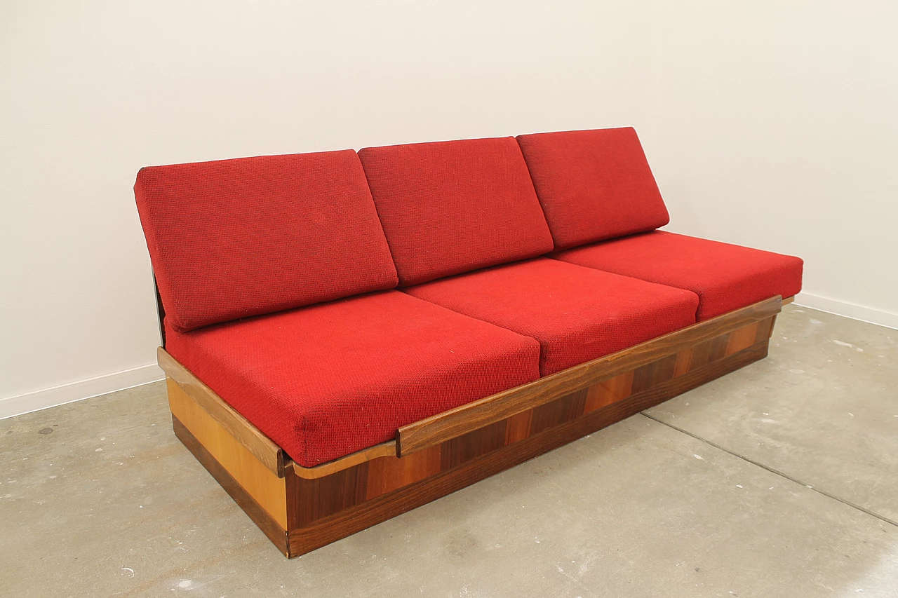 Walnut veneered folding sofa bed by Mier, 1960s 4
