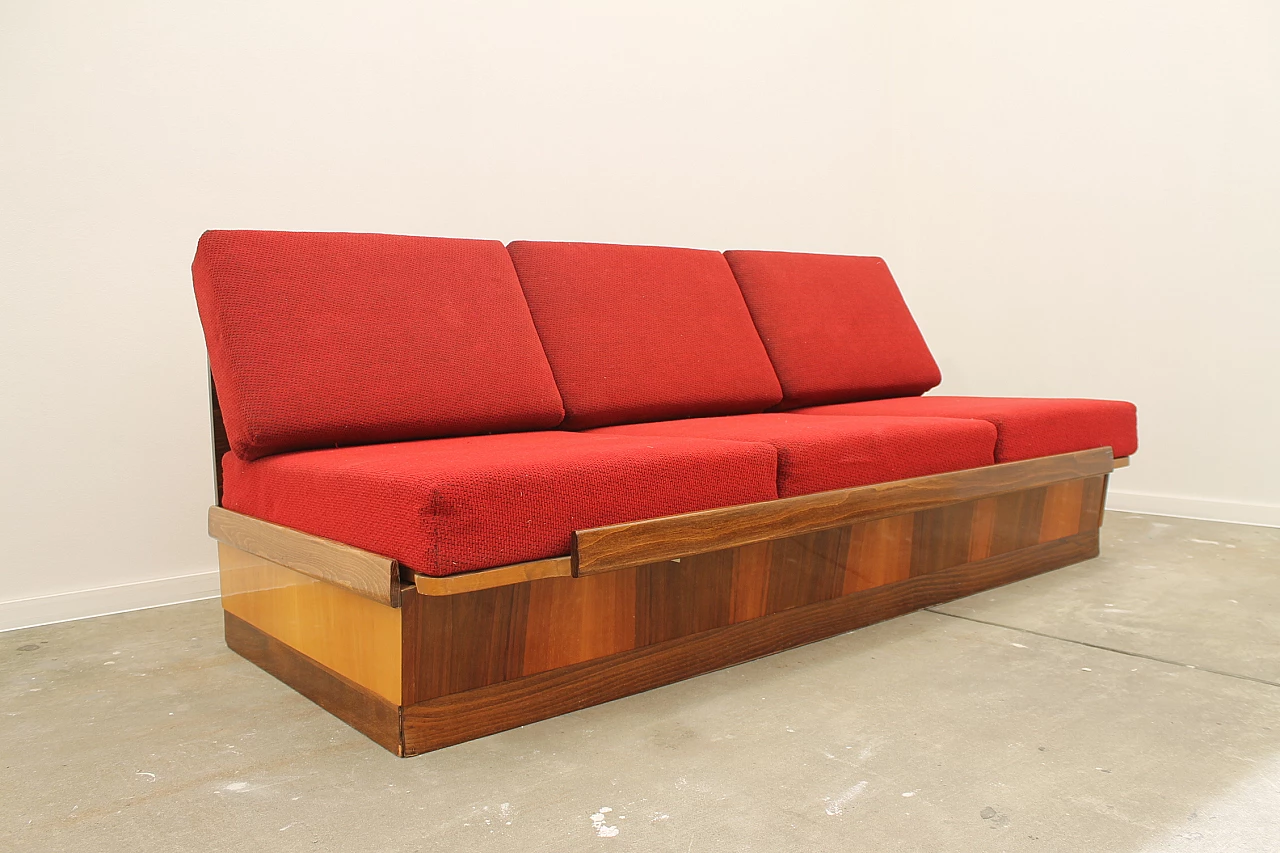 Walnut veneered folding sofa bed by Mier, 1960s 5