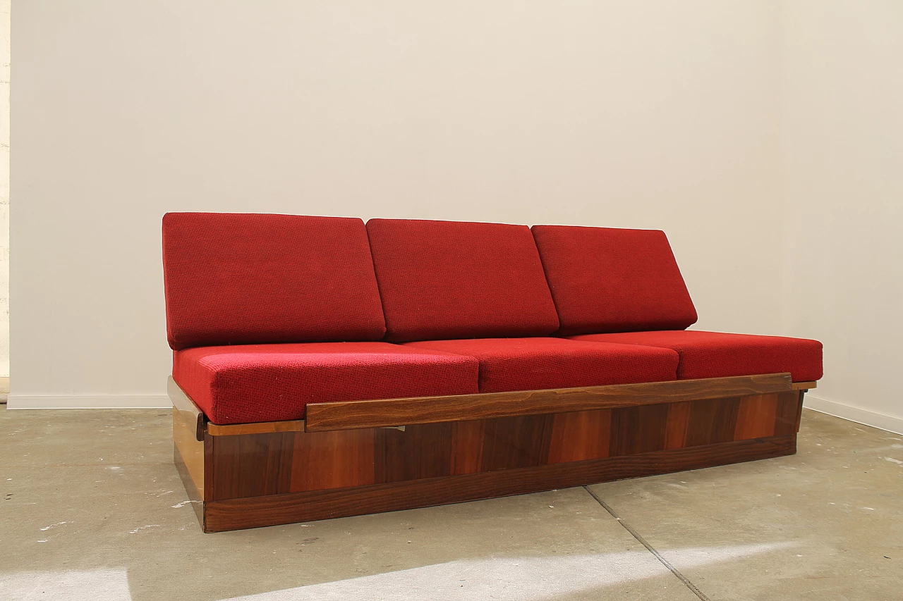 Walnut veneered folding sofa bed by Mier, 1960s 13
