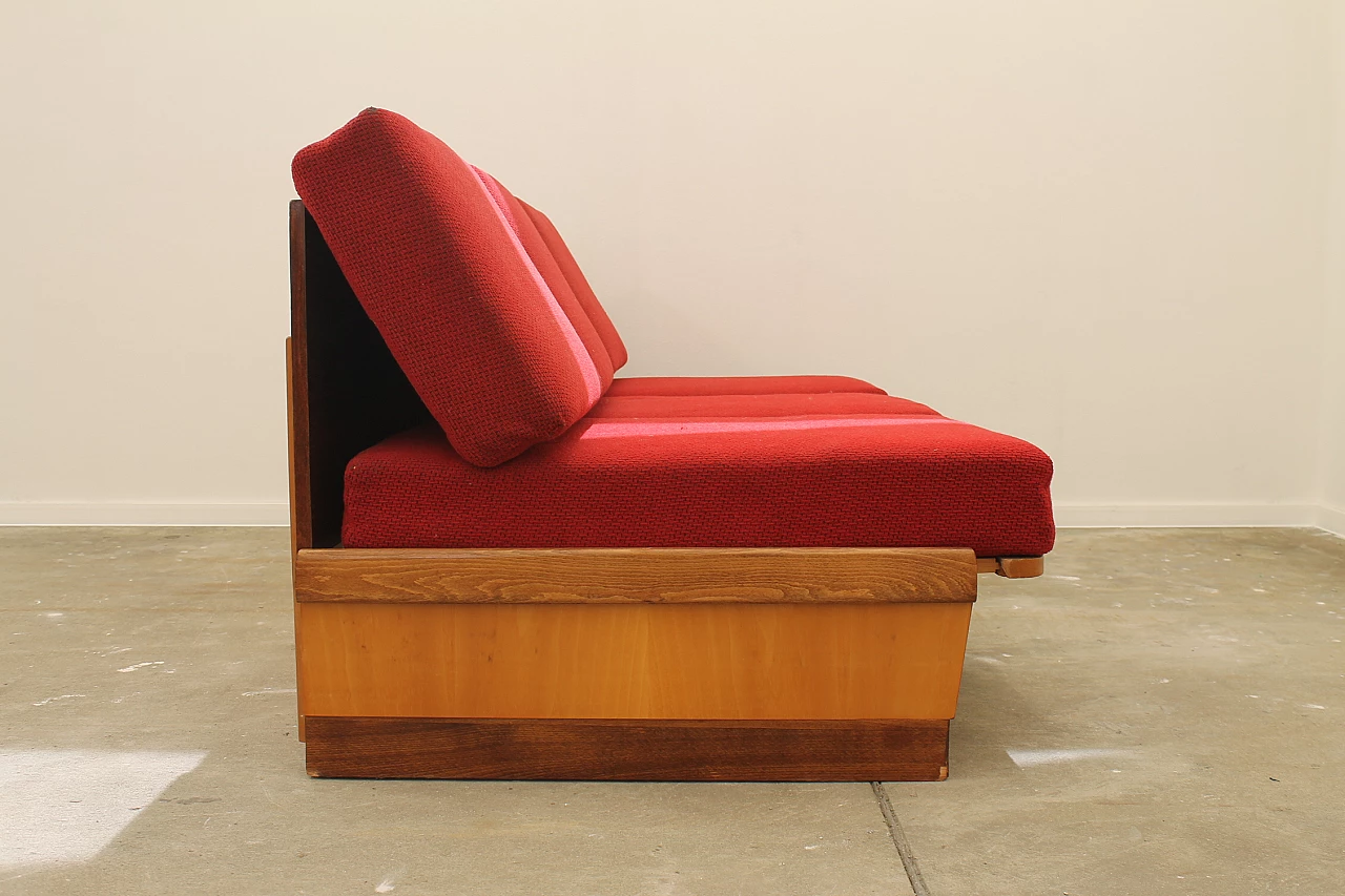 Walnut veneered folding sofa bed by Mier, 1960s 14