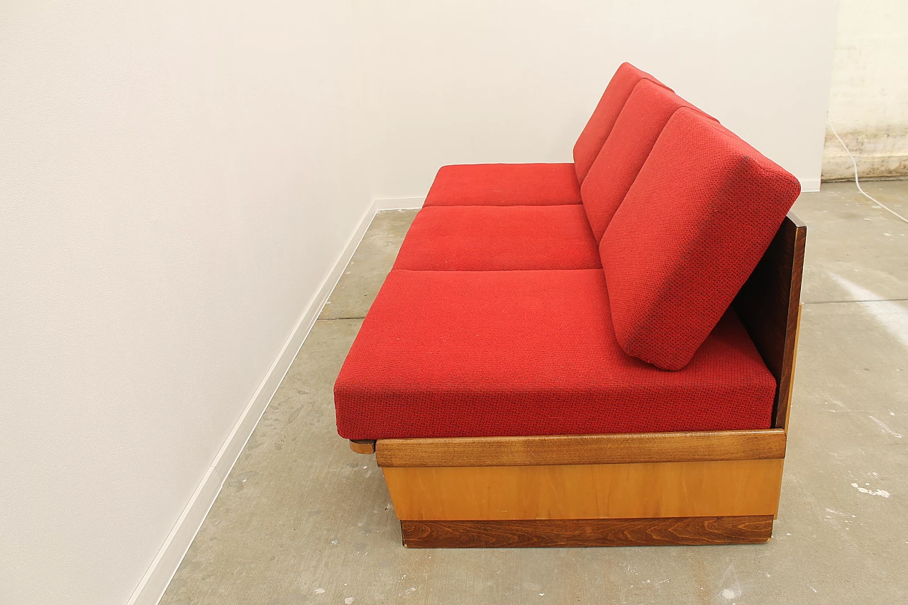 Walnut veneered folding sofa bed by Mier, 1960s 20