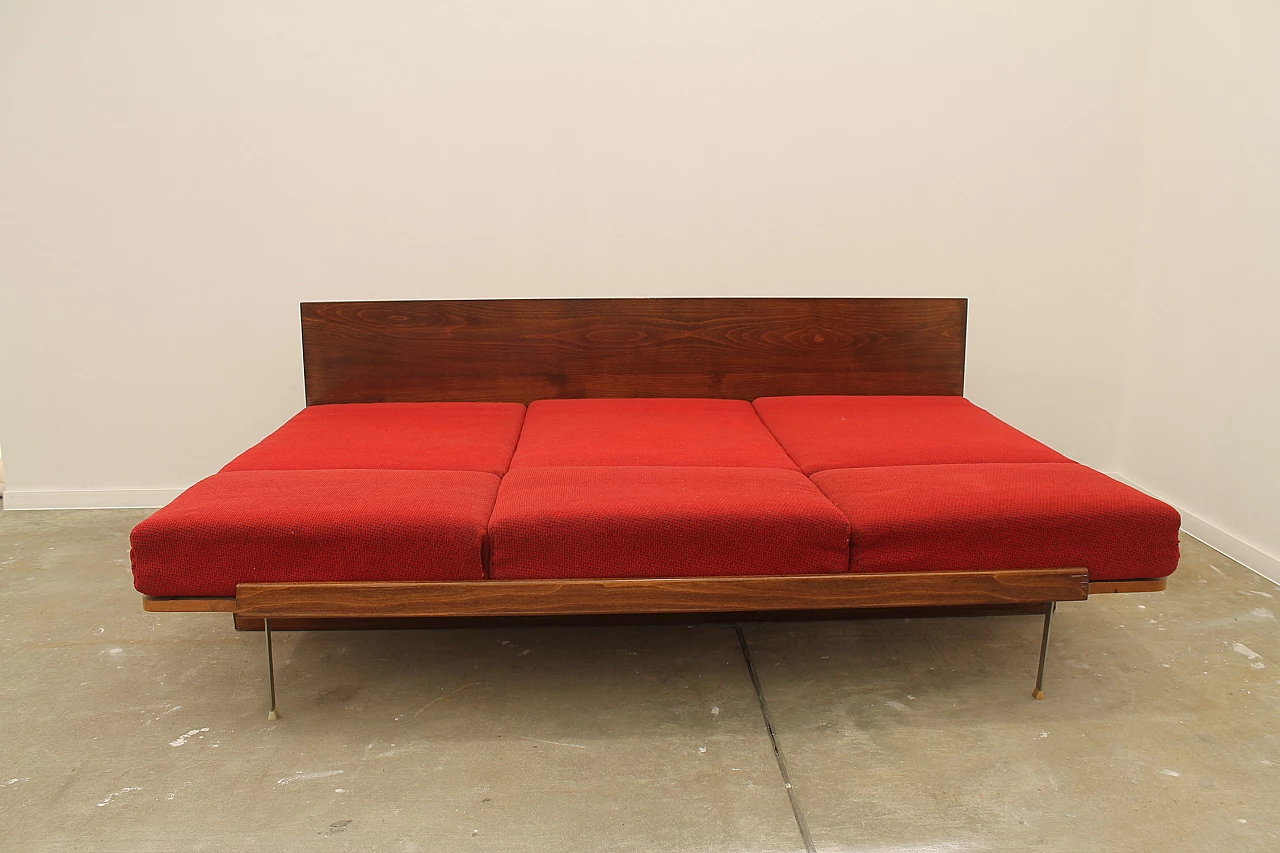 Walnut veneered folding sofa bed by Mier, 1960s 21