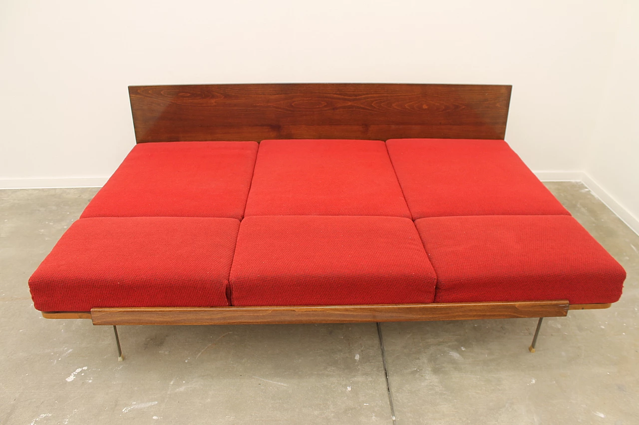 Walnut veneered folding sofa bed by Mier, 1960s 22