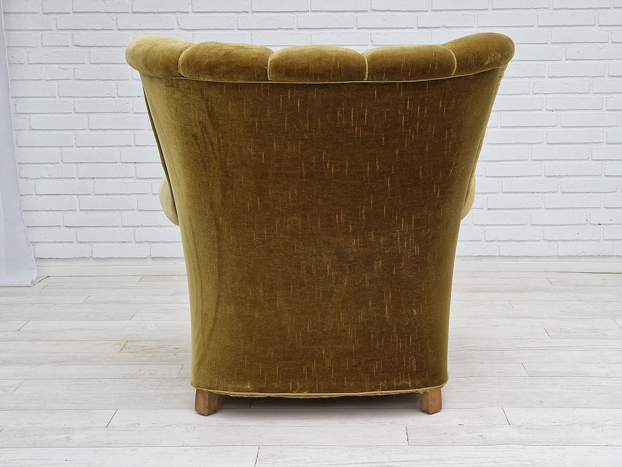 Danish green velvet and beech armchair, 1960s 15