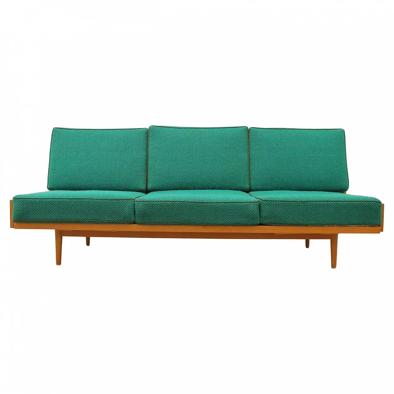 Beech and fabric folding sofa bed by Jitona, 1970s 1