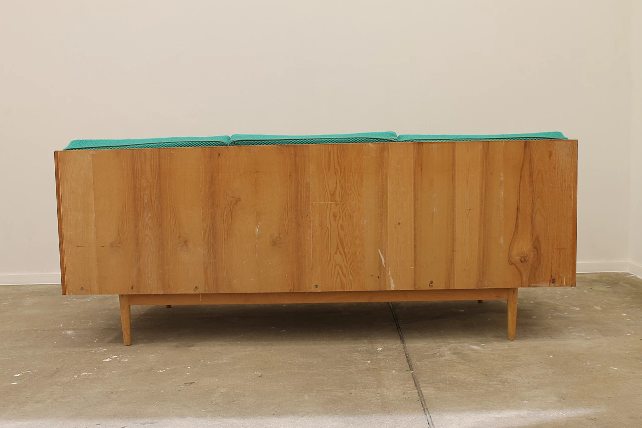 Beech and fabric folding sofa bed by Jitona, 1970s 8