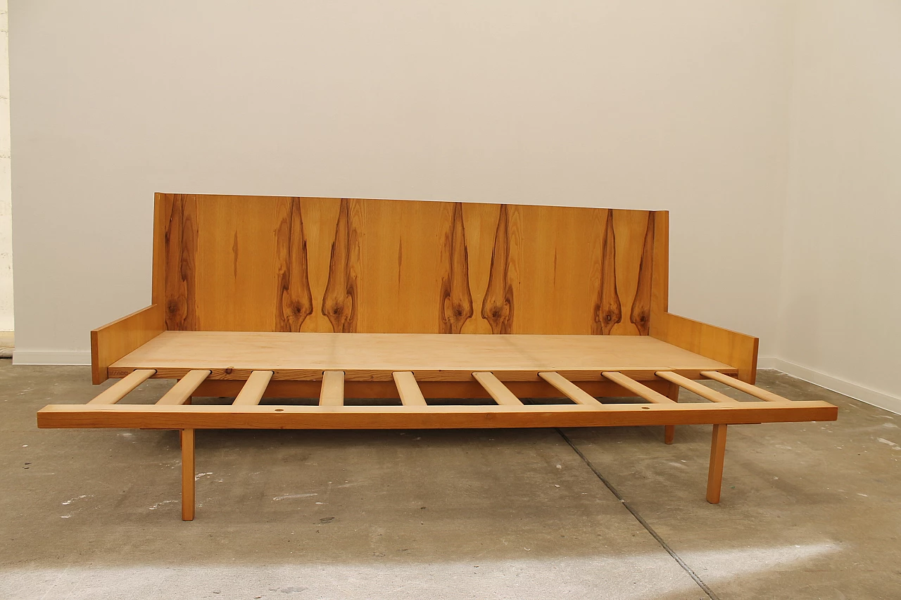 Beech and fabric folding sofa bed by Jitona, 1970s 17