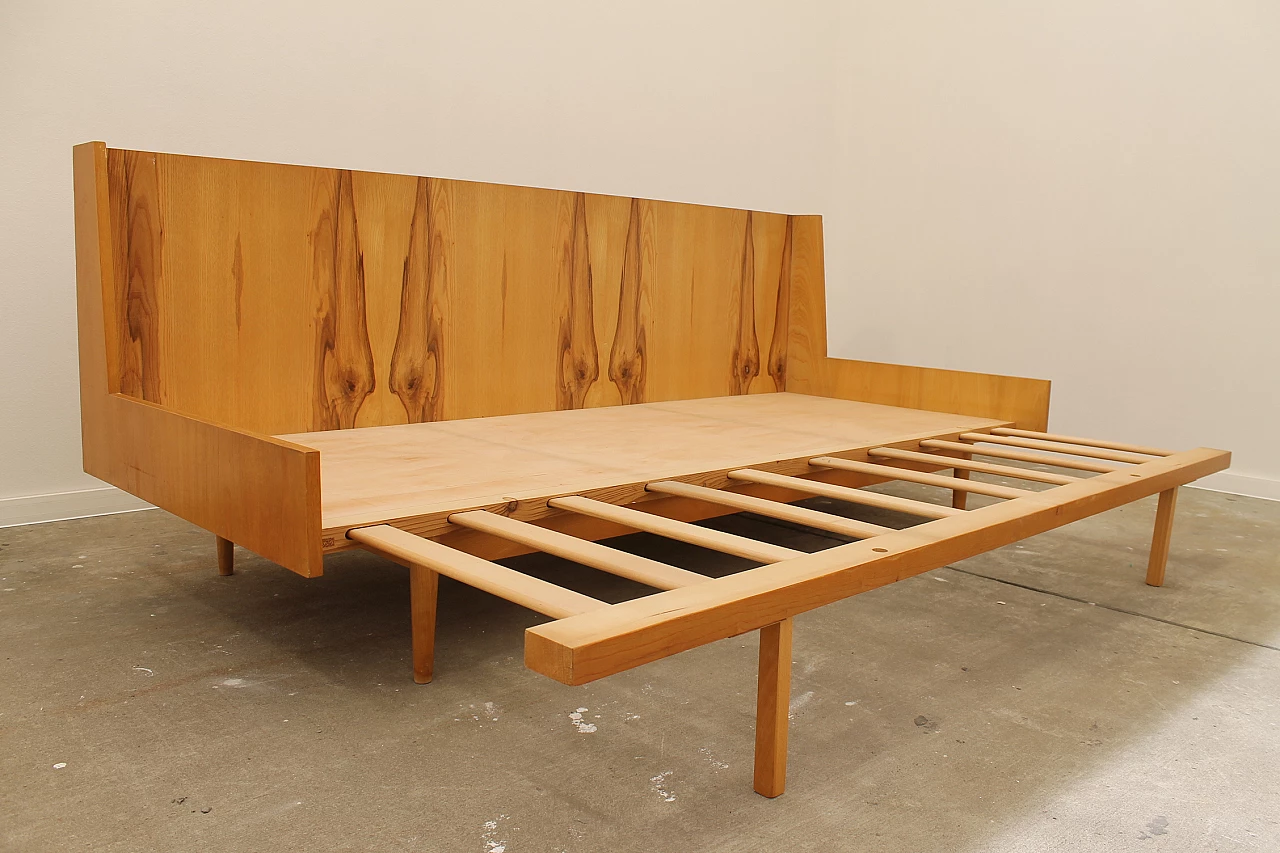 Beech and fabric folding sofa bed by Jitona, 1970s 19