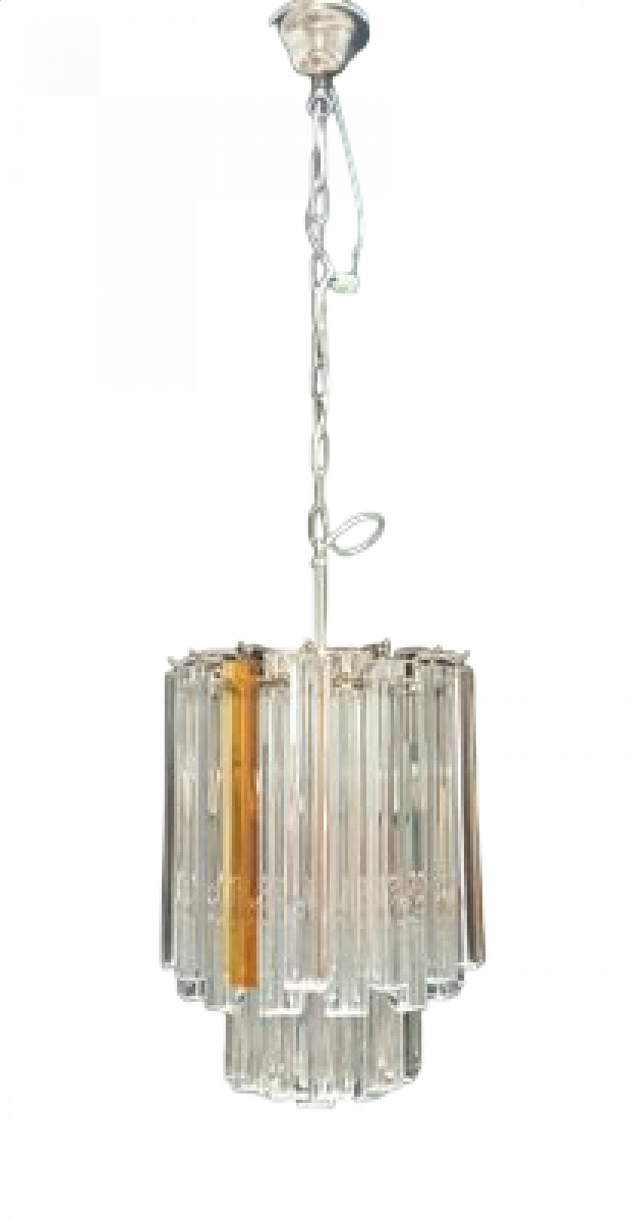 Transparent and amber Murano glass chandelier attributed to VeArt, 1970s 13