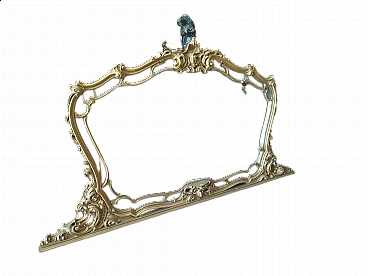 Mirror with gilded and carved frame with central shelf, 1950s
