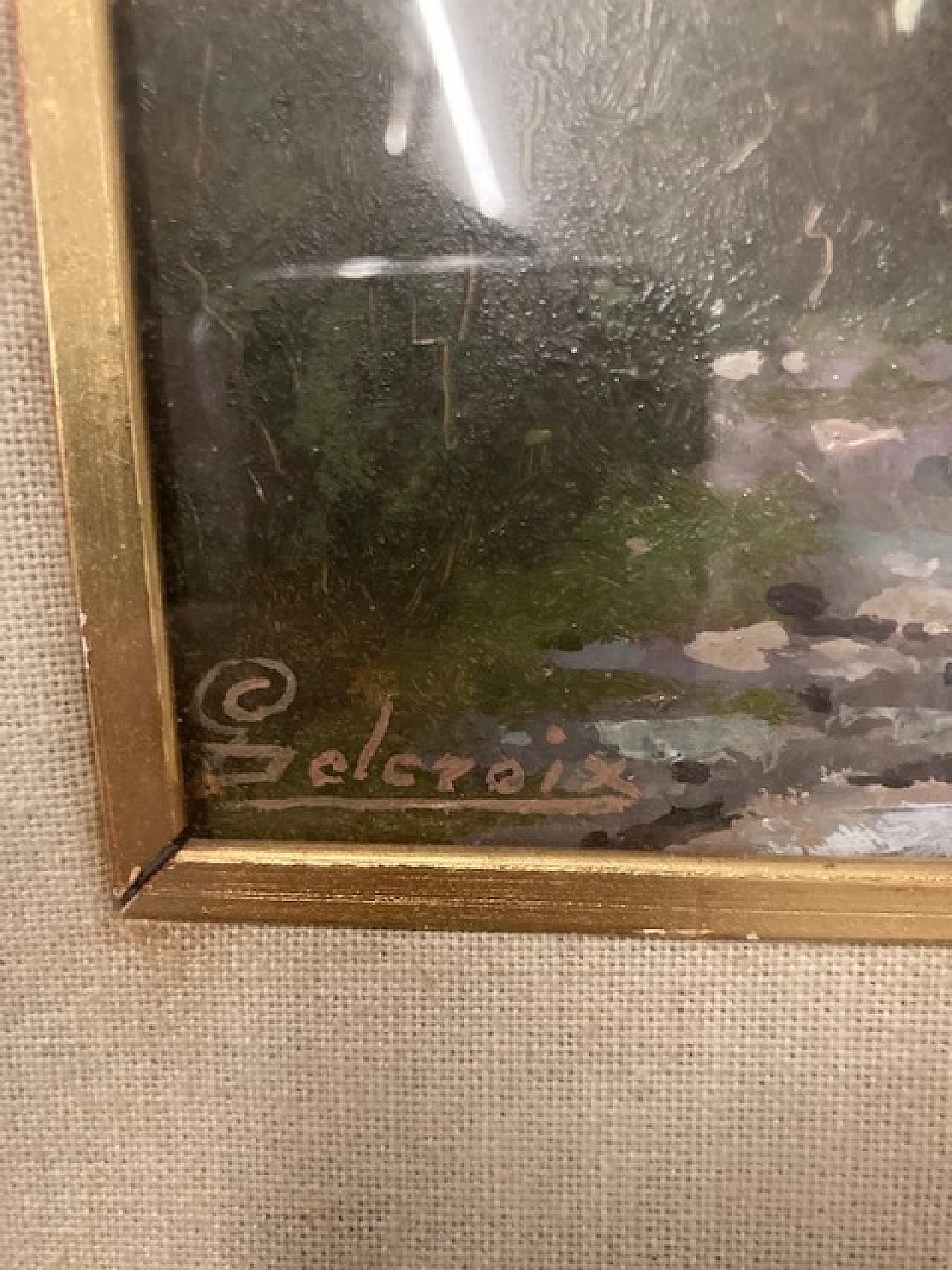 Giacomo Delcroix, landscape, oil painting on faesite, 1950s 3