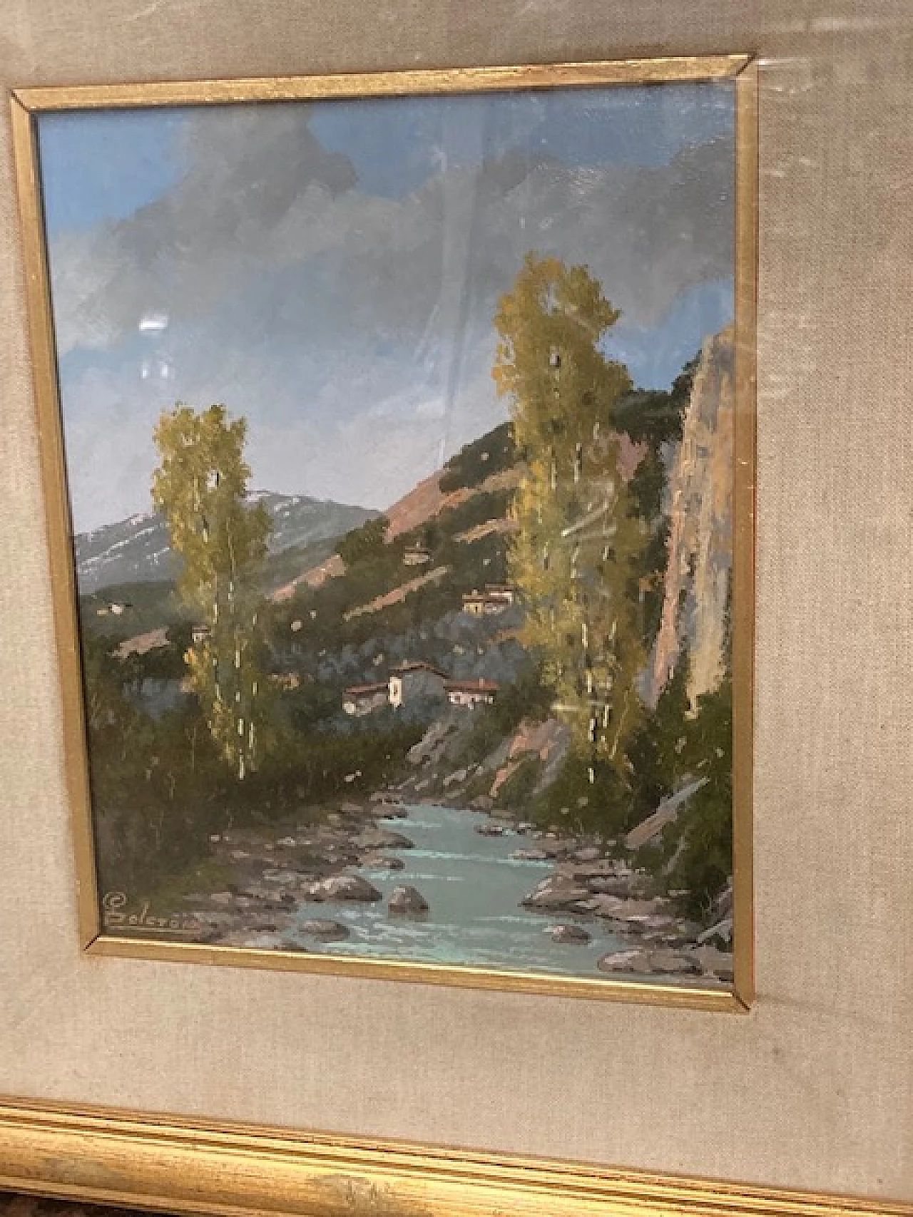Giacomo Delcroix, landscape, oil painting on faesite, 1950s 4