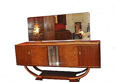 Art Deco wood sideboard with lighted mirror, 1940s
