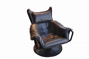 Leather swivel armchair, 1980s