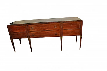Credenza impiallacciata in palissandro con piano in marmo verde, anni '50