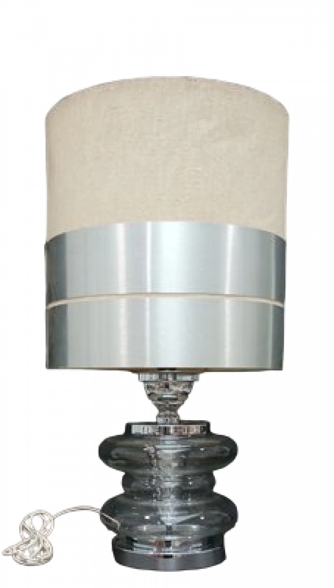 Lampada da tavolo con struttura in metallo e vetro, anni '80 10